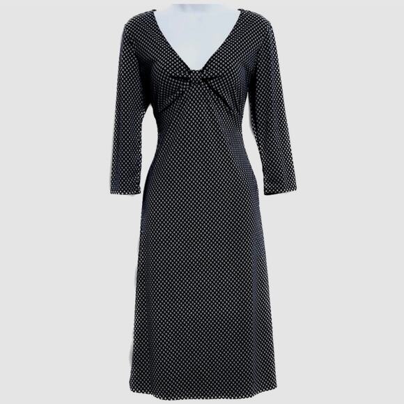 MICHAEL KORS Navy Patterned ¾ Sleeve Knee Length Dress Size 8 Medium - Picture 1 of 6